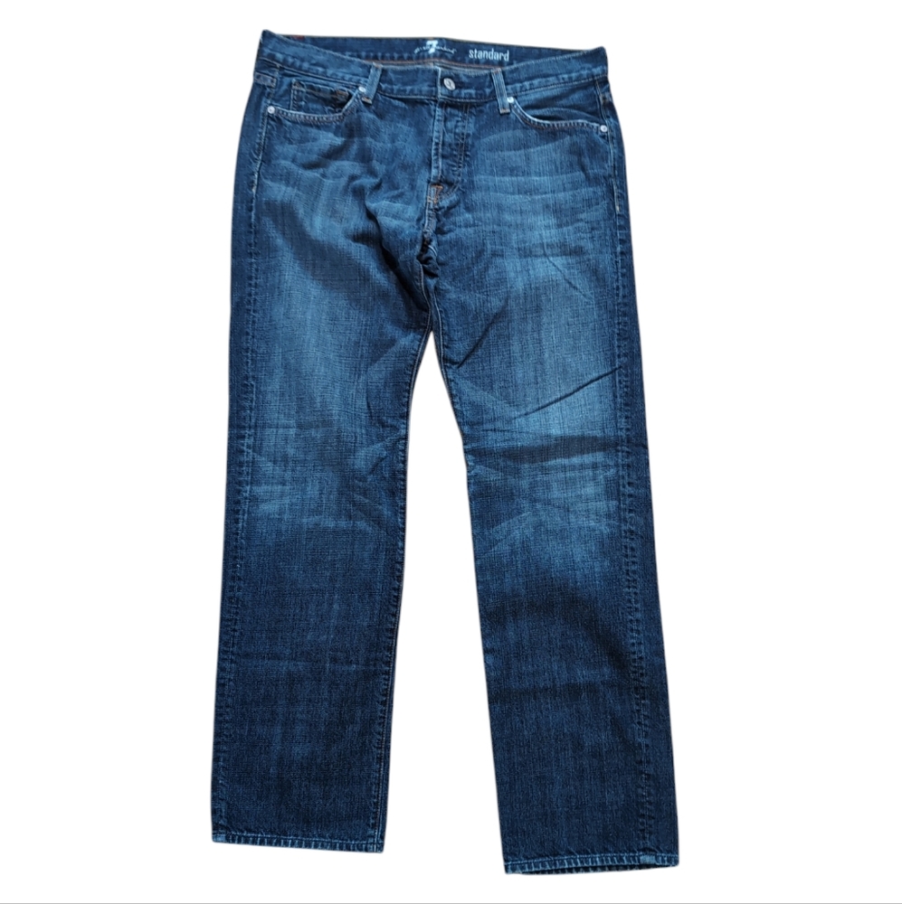 Seven 7 for all Mankind standard jeans, button fly, blue denim, men's 36